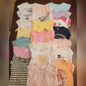 Lot of 21 Toddler Girl Short Sleeves Shirts/Tops, Size 2T, Mixed Brands